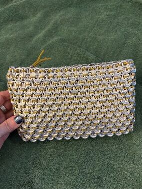 Metallic Silver Beer tab hand crafted Evening Clutch